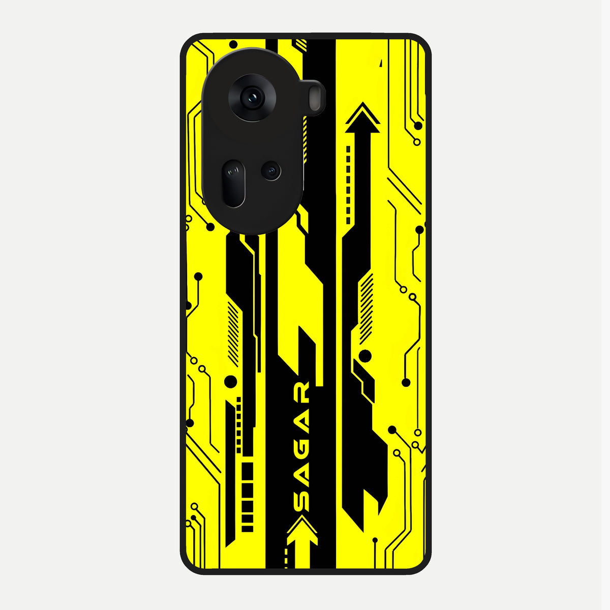  Electric Pulse CYBERPUNK Custom Name Glass Case For Oppo Reno 11 5G back cover – full design glossy printed glass finish