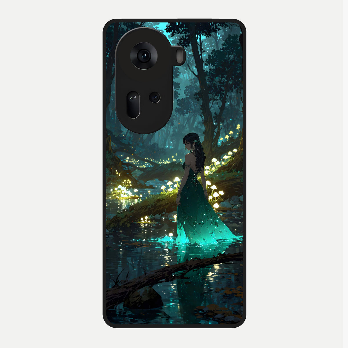  Enchanted Forest Glow Glass Case For Oppo Reno 11 5G back cover – full design glossy printed glass finish