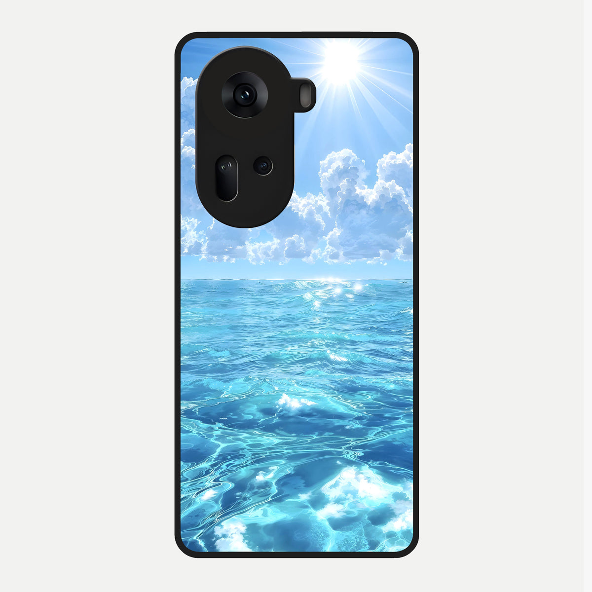  Endless Ocean Horizon Glass Case For Oppo Reno 11 5G back cover – full design glossy printed glass finish