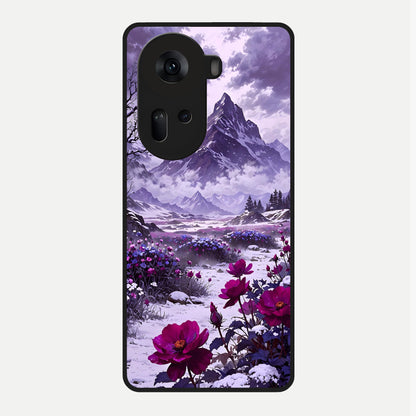  Flower Mountain View Glass Case For Oppo Reno 11 5G back cover – full design glossy printed glass finish