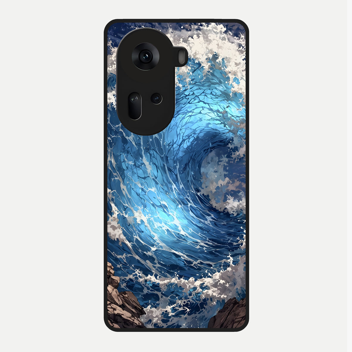  Giant Ocean Wave Glass Case For Oppo Reno 11 5G back cover – full design glossy printed glass finish