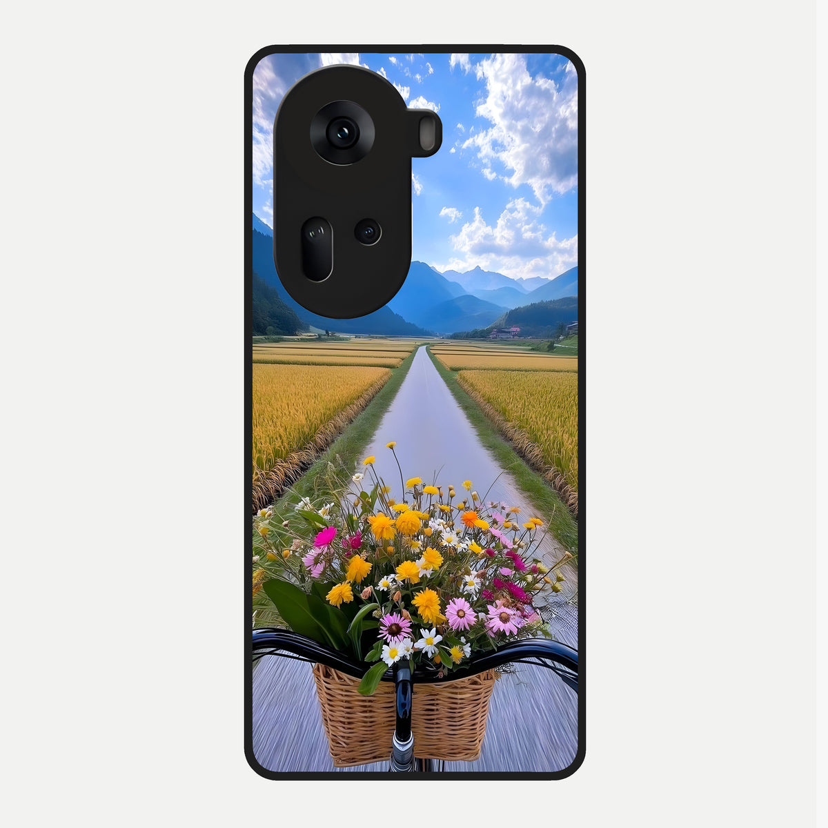  Golden Field Journey Glass Case For Oppo Reno 11 5G back cover – full design glossy printed glass finish