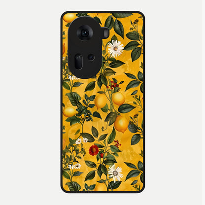  Golden Lemon Field Glass Case For Oppo Reno 11 5G back cover – full design glossy printed glass finish