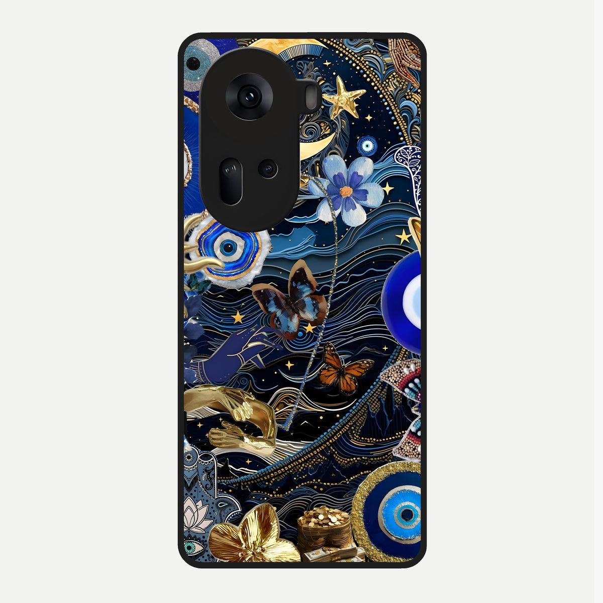  Golden Moon Magic Glass Case For Oppo Reno 11 5G back cover – full design glossy printed glass finish
