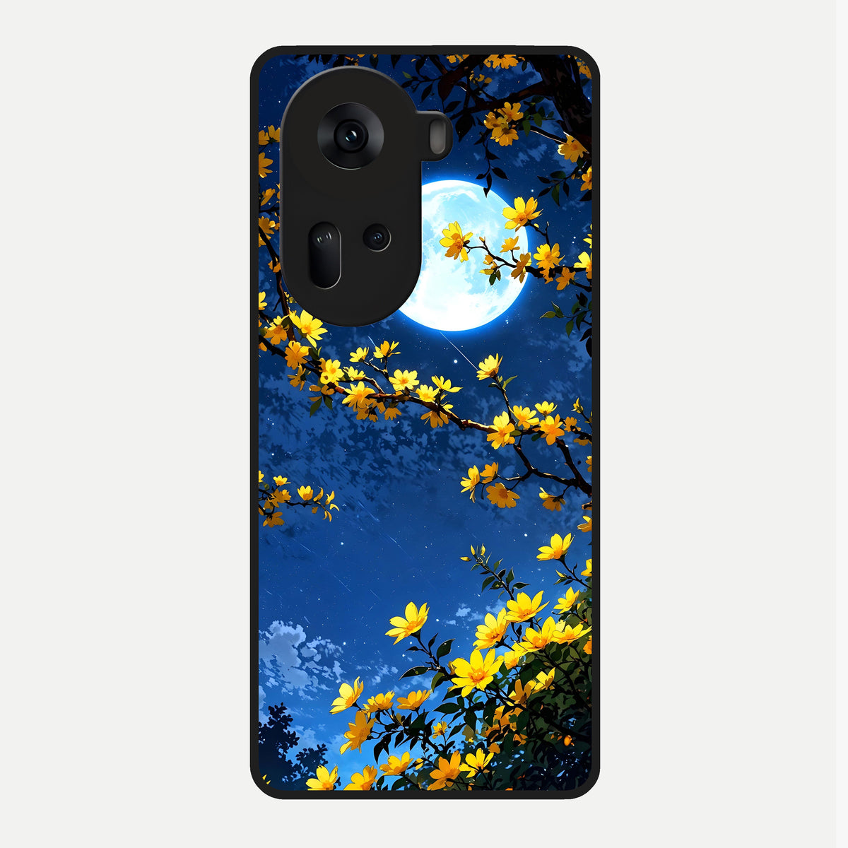  Golden Night Glow Glass Case For Oppo Reno 11 5G back cover – full design glossy printed glass finish