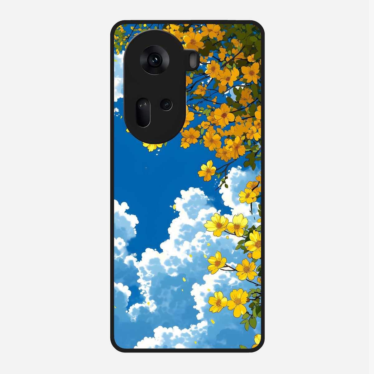  Golden Petal Sky Glass Case For Oppo Reno 11 5G back cover – full design glossy printed glass finish