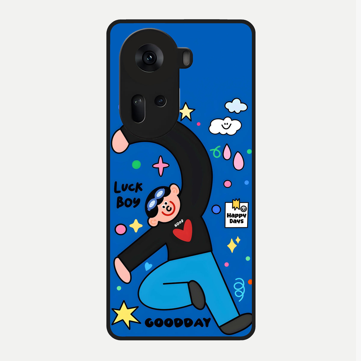  Happy Luck Vibe Glass Case For Oppo Reno 11 5G back cover – full design glossy printed glass finish