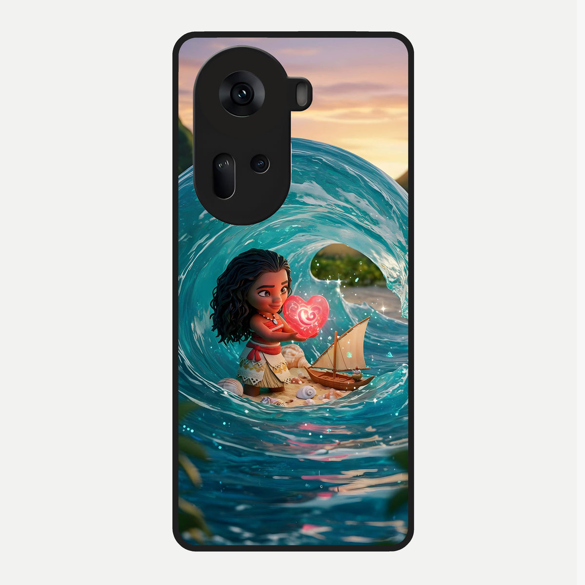  Heart of Ocean Glass Case For Oppo Reno 11 5G back cover – full design glossy printed glass finish