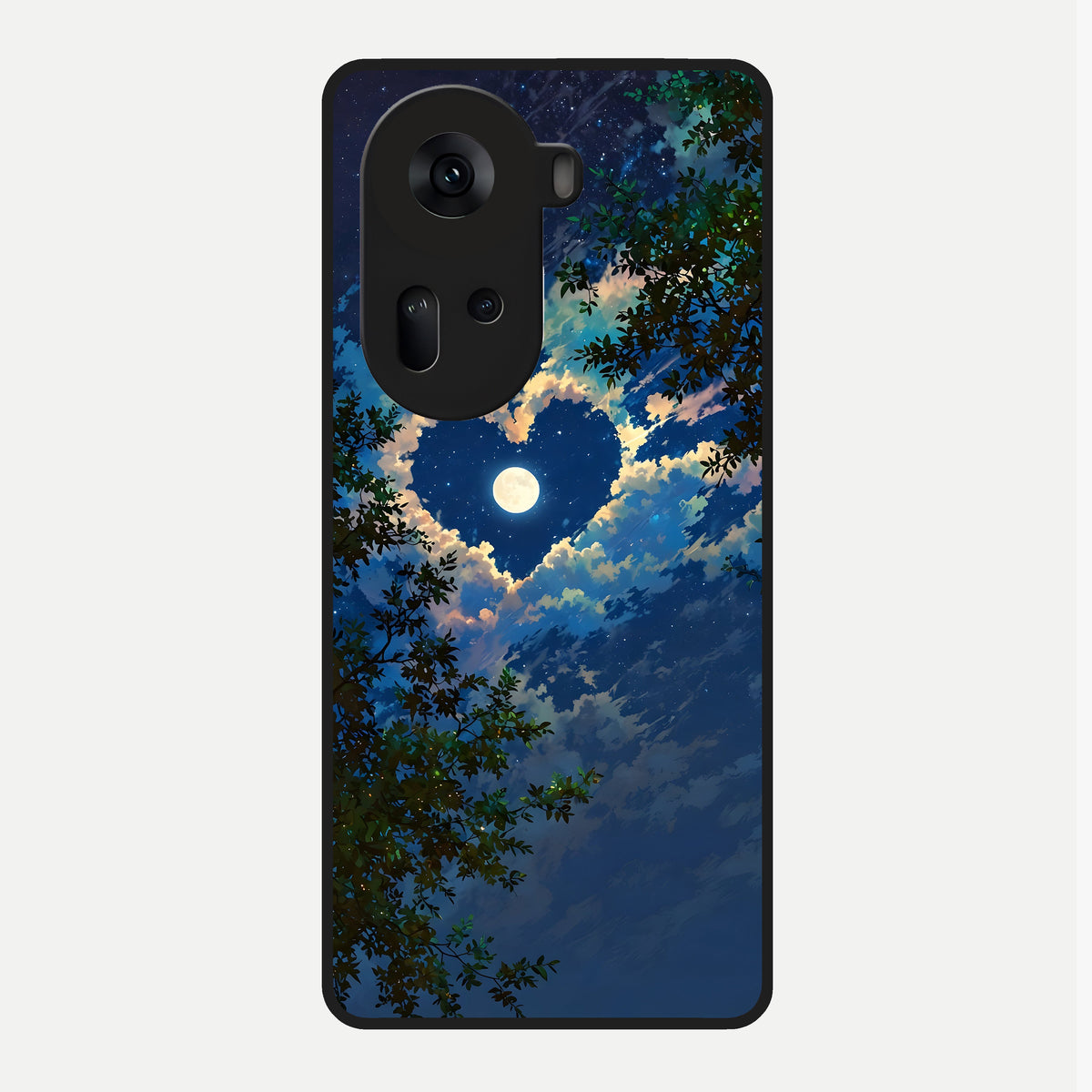  Heart With Moon Sky Glass Case For Oppo Reno 11 5G back cover – full design glossy printed glass finish