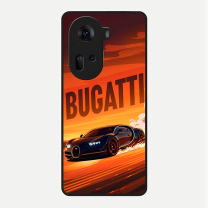  Inferno Bugatti Storm Glass Case For Oppo Reno 11 5G back cover – full design glossy printed glass finish