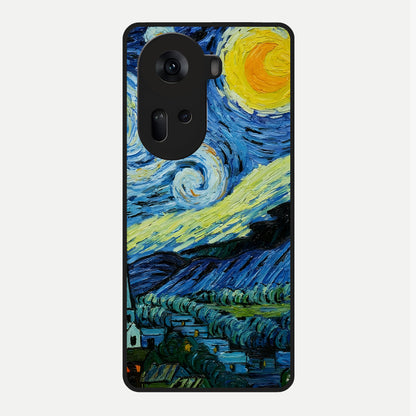  Inspired Van Gogh Art Glass Case For Oppo Reno 11 5G back cover – full design glossy printed glass finish