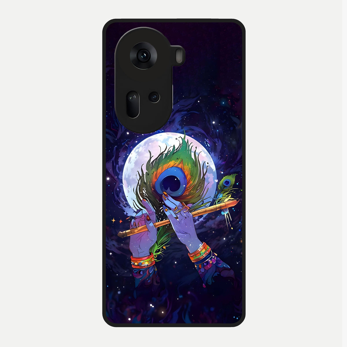 Krishna Hands Art Glass Case For Oppo Reno 11 5G back cover – full design glossy printed glass finish