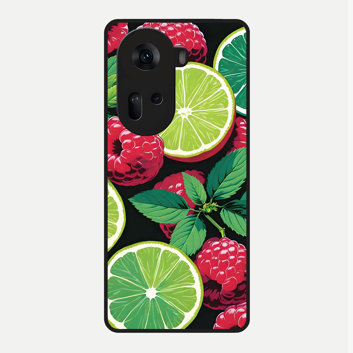  Lime and Raspberry Pattern Glass Case For Oppo Reno 11 5G back cover – full design glossy printed glass finish