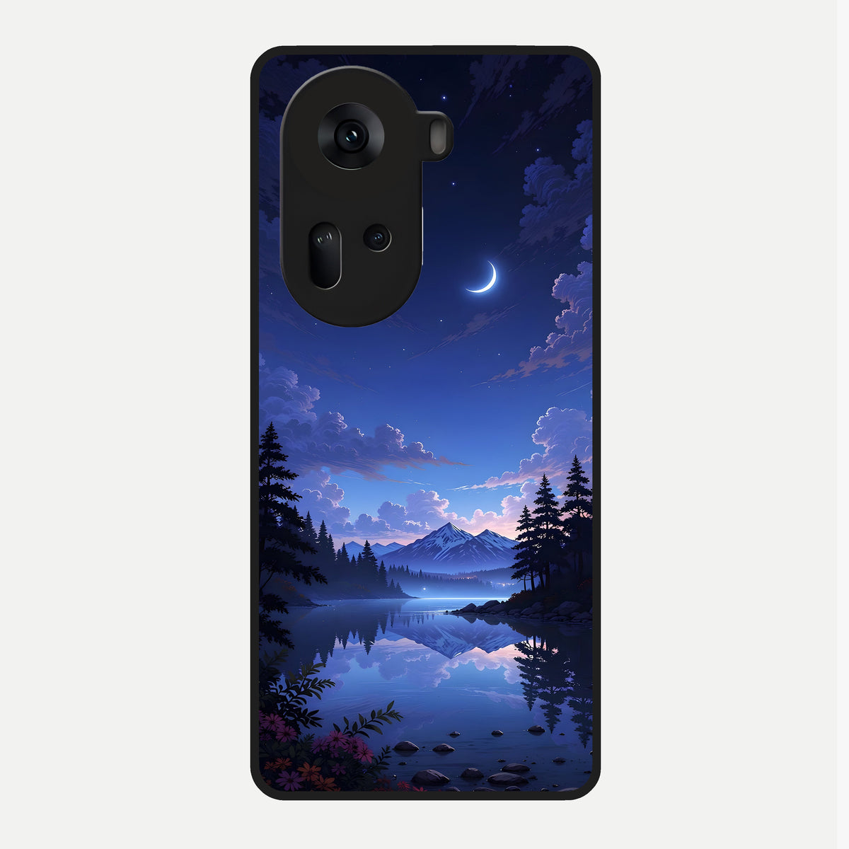  Midnight Lake Peace Glass Case For Oppo Reno 11 5G back cover – full design glossy printed glass finish