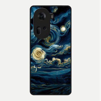  Midnight Sky Whirl Glass Case For Oppo Reno 11 5G back cover – full design glossy printed glass finish