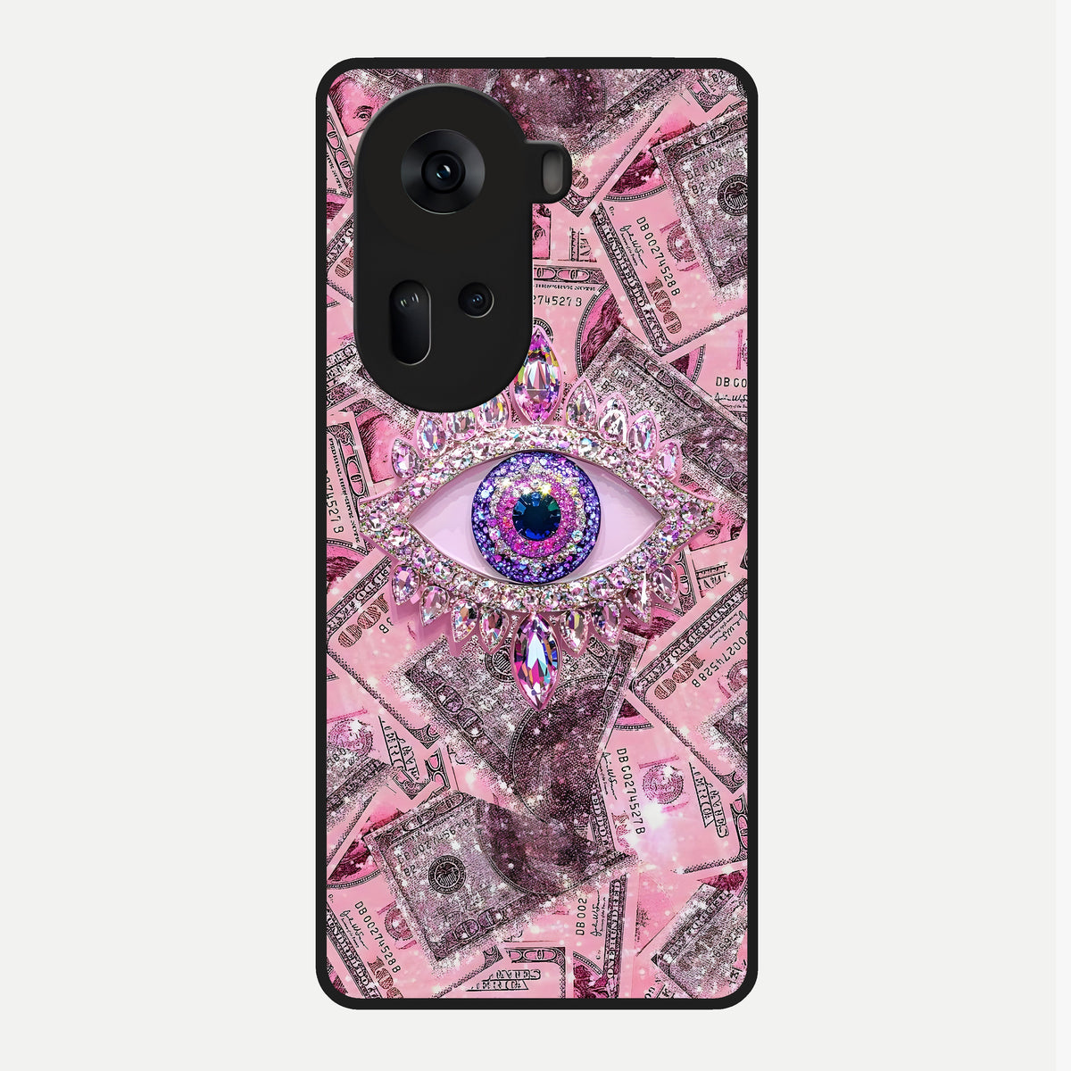  Money Eye Luxe Glass Case For Oppo Reno 11 5G back cover – full design glossy printed glass finish