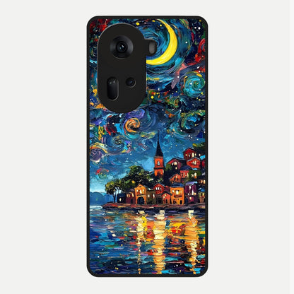  Moonlight Harbor Glow Glass Case For Oppo Reno 11 5G back cover – full design glossy printed glass finish