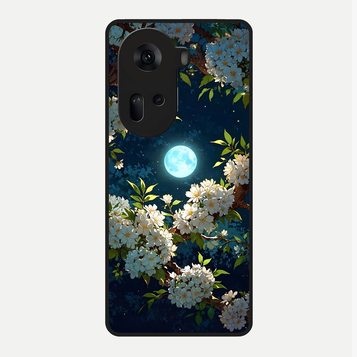  Moonlit Blossom Dream Glass Case For Oppo Reno 11 5G back cover – full design glossy printed glass finish