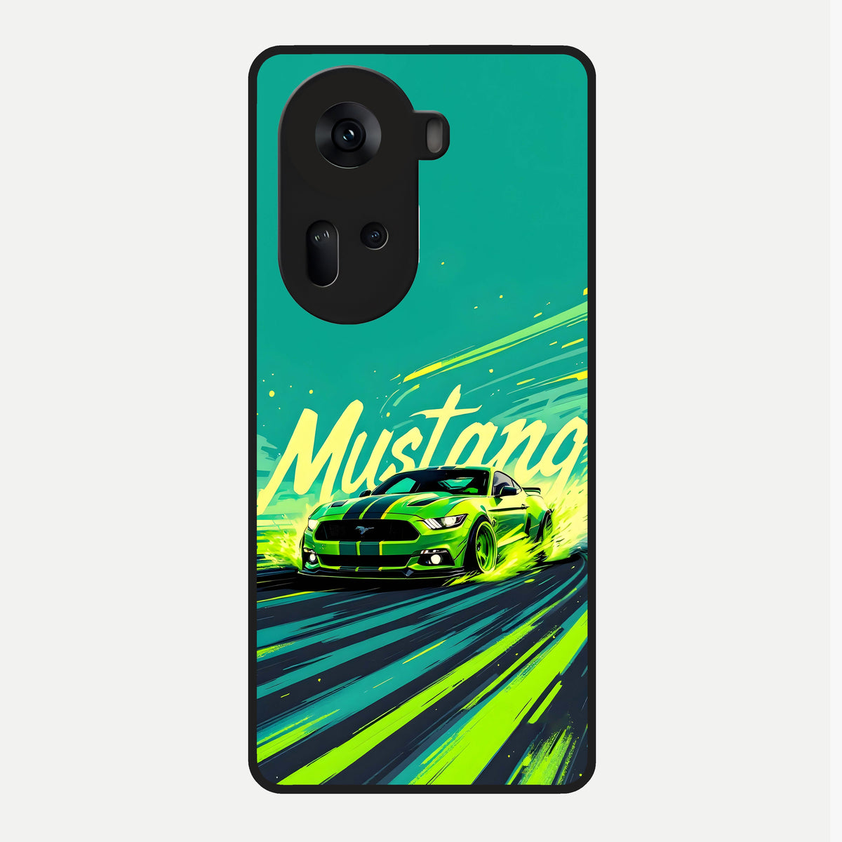  Mustang Bang Glass Case For Oppo Reno 11 5G back cover – full design glossy printed glass finish