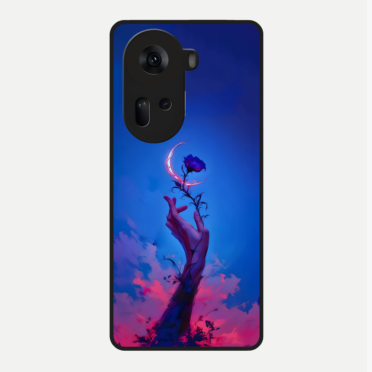  Mystic Hand Glass Case For Oppo Reno 11 5G back cover – full design glossy printed glass finish