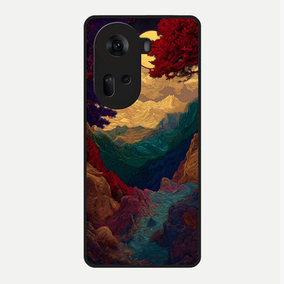  Mystic Valley Light Glass Case For Oppo Reno 11 5G back cover – full design glossy printed glass finish