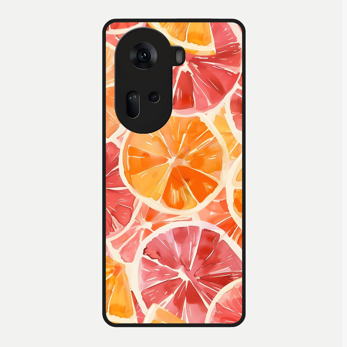  Orange Fruits Pattern Glass Case For Oppo Reno 11 5G back cover – full design glossy printed glass finish