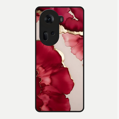  Pink And White Marble Glass Case For Oppo Reno 11 5G back cover – full design glossy printed glass finish