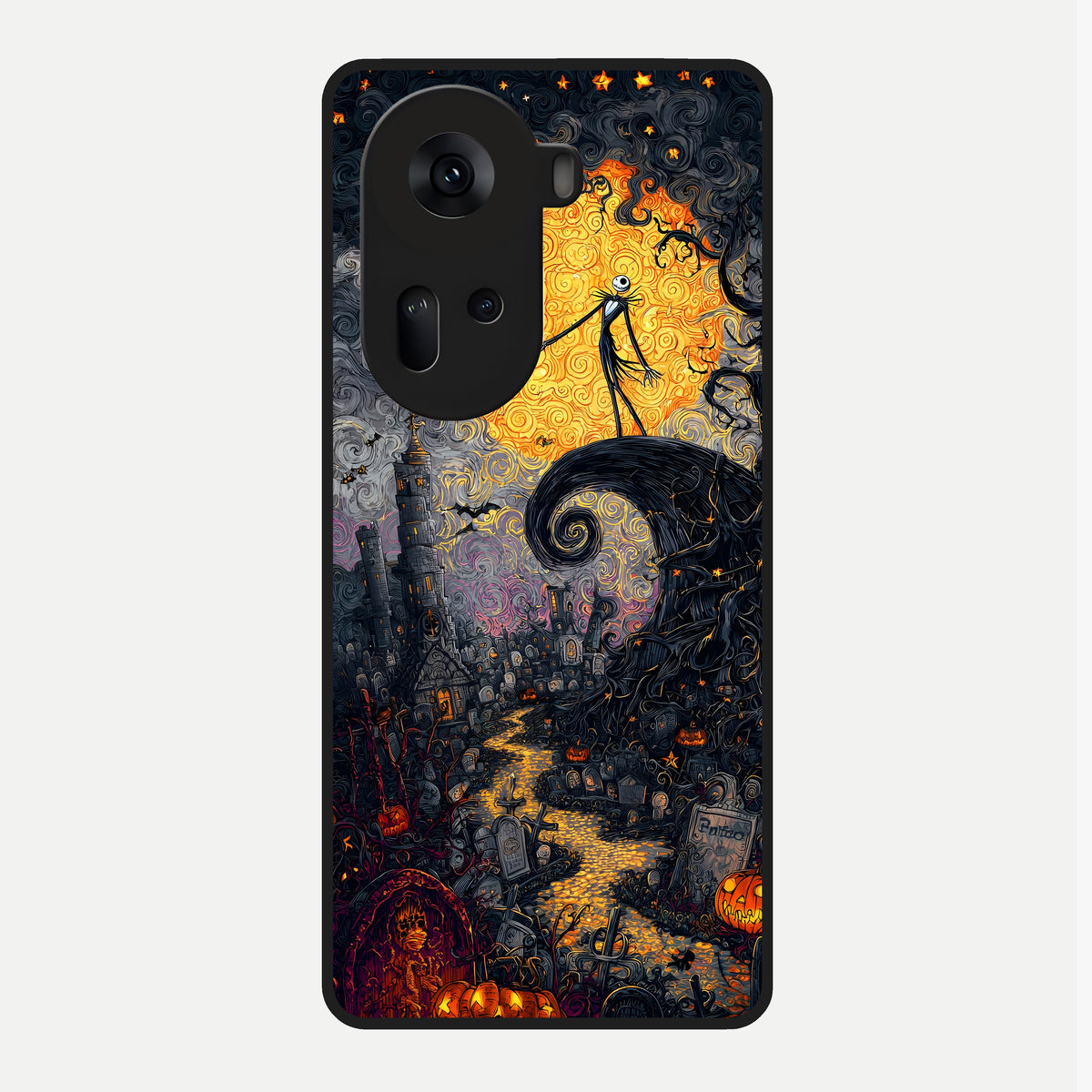  Pumpkin Moonlight Tale Glass Case For Oppo Reno 11 5G back cover – full design glossy printed glass finish