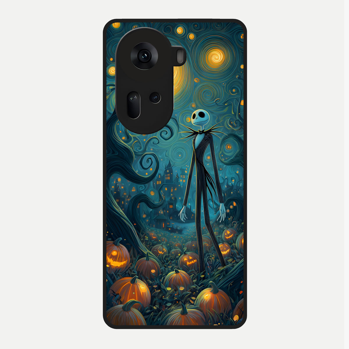  Pumpkin Moon Night Glass Case For Oppo Reno 11 5G back cover – full design glossy printed glass finish