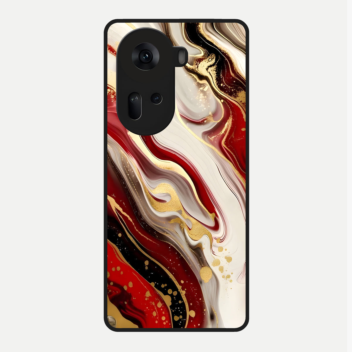  Red And White Marble Glass Case For Oppo Reno 11 5G back cover – full design glossy printed glass finish
