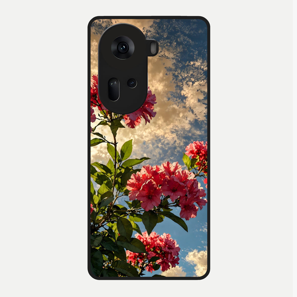  Red Bloom Skies Glass Case For Oppo Reno 11 5G back cover – full design glossy printed glass finish