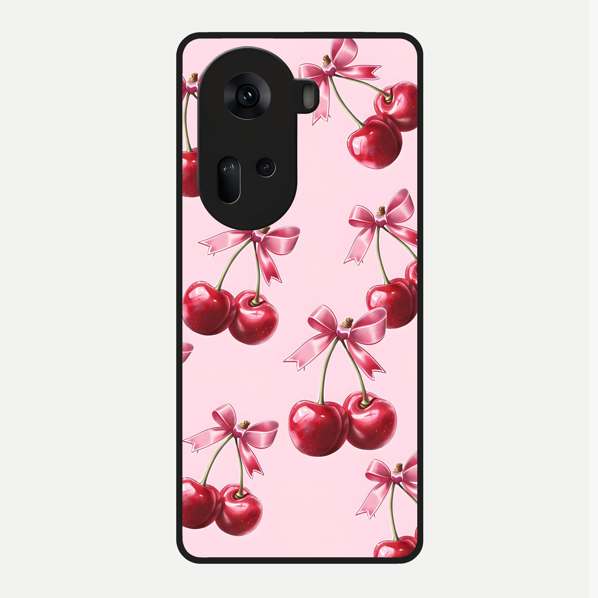  Red Cherries Pattern Glass Case For Oppo Reno 11 5G back cover – full design glossy printed glass finish