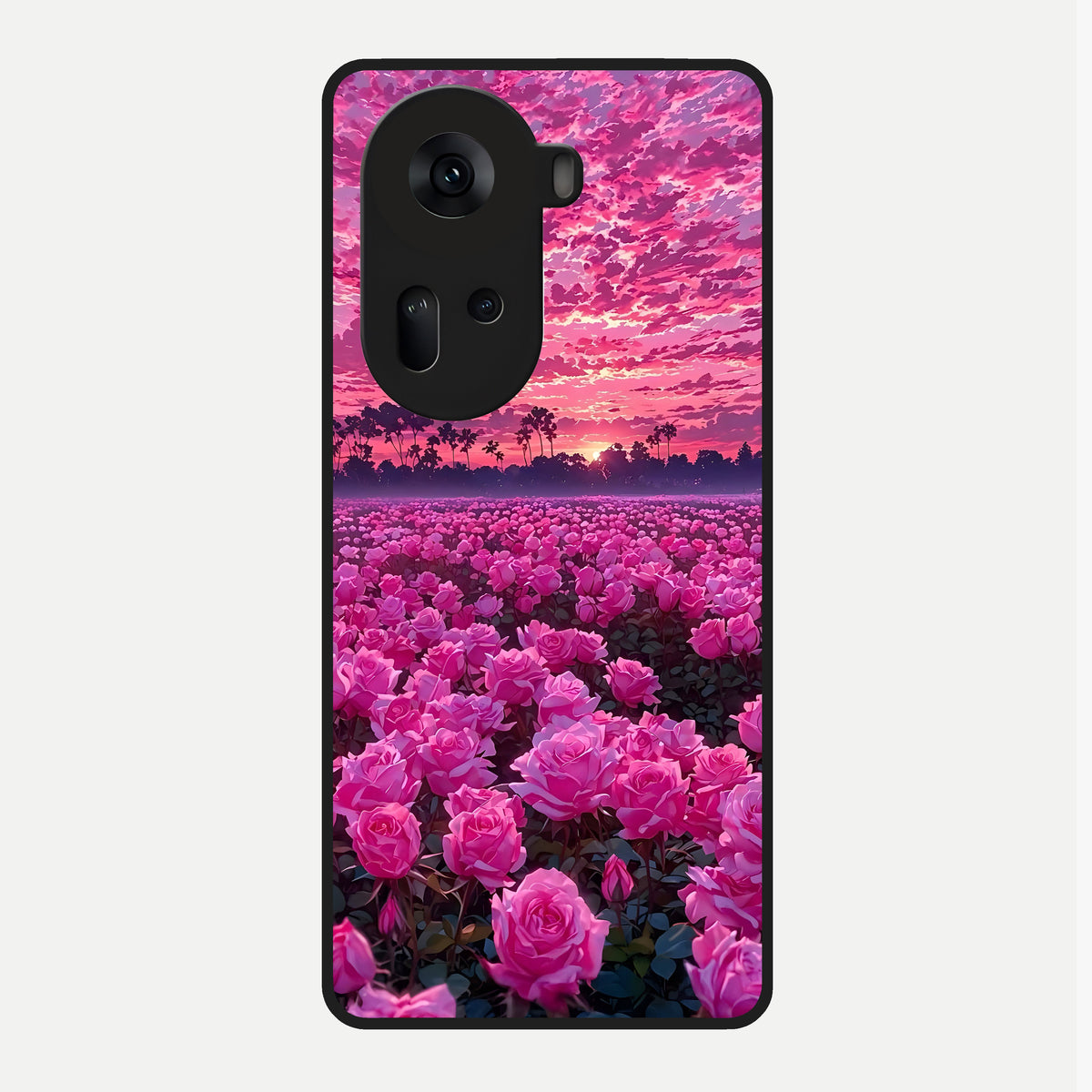  Rose Sunset Valley Glass Case For Oppo Reno 11 5G back cover – full design glossy printed glass finish