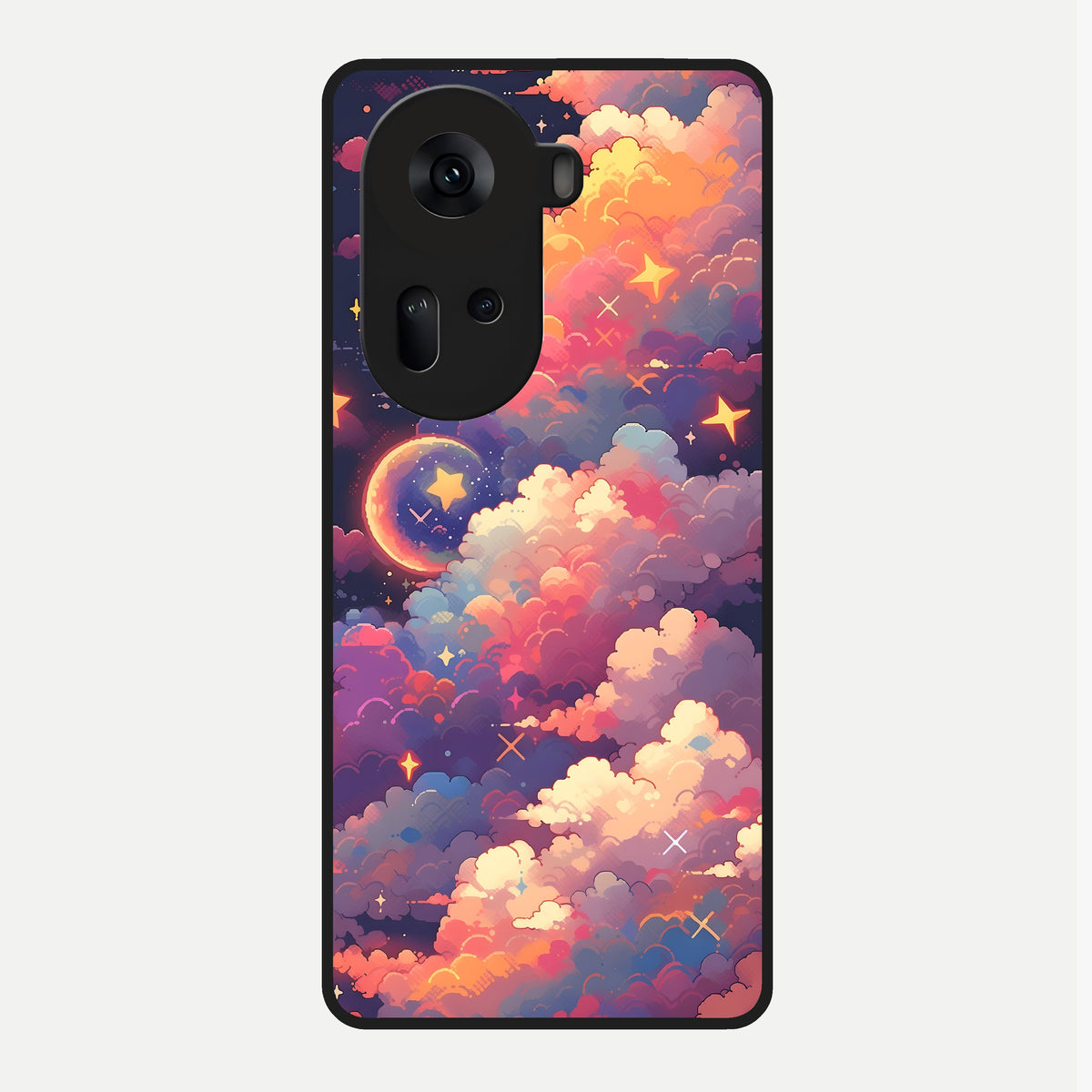  Starlit Dream Clouds Glass Case For Oppo Reno 11 5G back cover – full design glossy printed glass finish