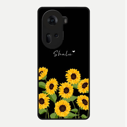  Sunflower Sky Bloom Glass Case For Oppo Reno 11 5G back cover – full design glossy printed glass finish