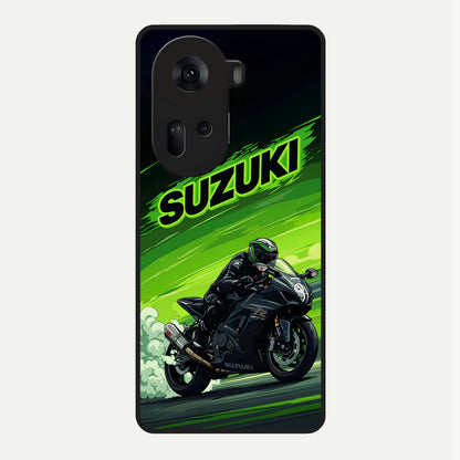  Suzuki Speed Beast Glass Case For Oppo Reno 11 5G back cover – full design glossy printed glass finish
