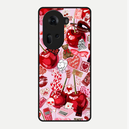 Sweet Cherry Chaos Glass Case For Oppo Reno 11 5G back cover – full design glossy printed glass finish