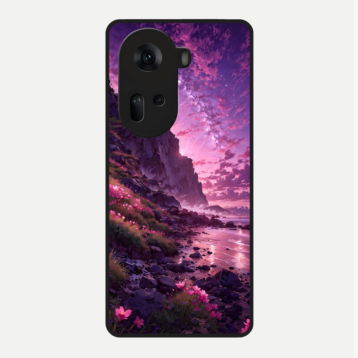  Twilight Blossom Coast Glass Case For Oppo Reno 11 5G back cover – full design glossy printed glass finish