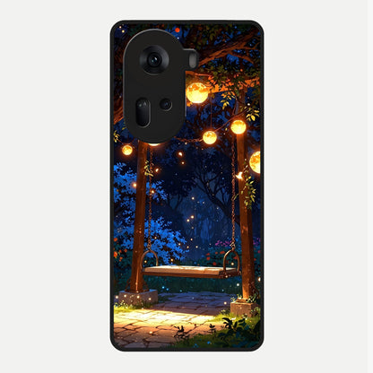  Twilight Garden Swing Glass Case For Oppo Reno 11 5G back cover – full design glossy printed glass finish