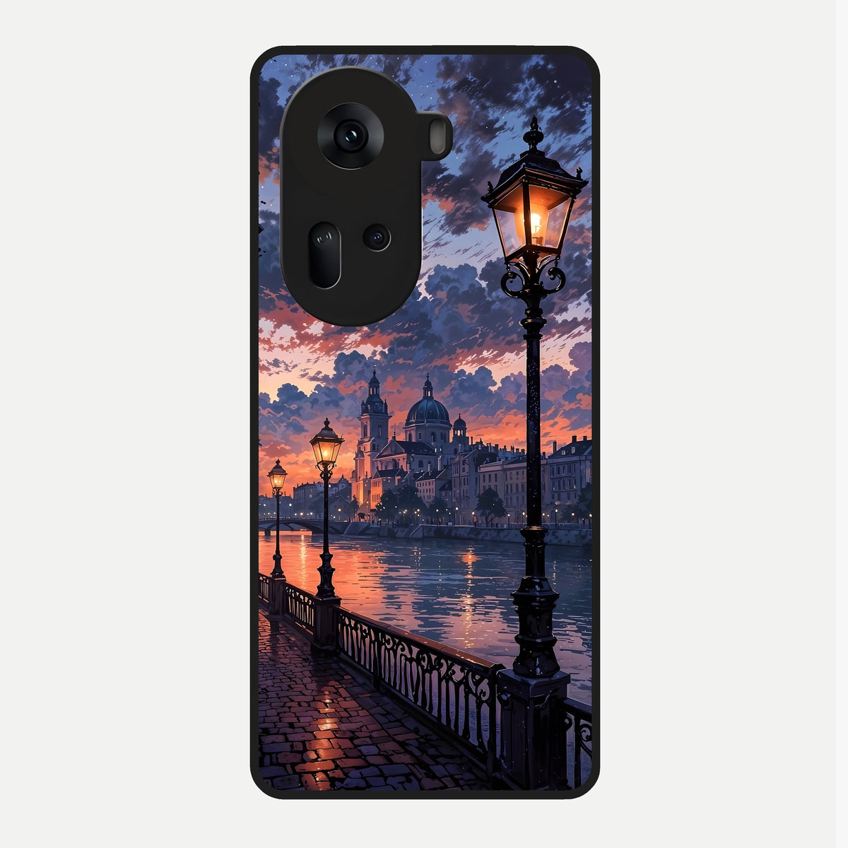  Twilight River Lights Glass Case For Oppo Reno 11 5G back cover – full design glossy printed glass finish