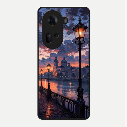  Twilight River Lights Glass Case For Oppo Reno 11 5G back cover – full design glossy printed glass finish