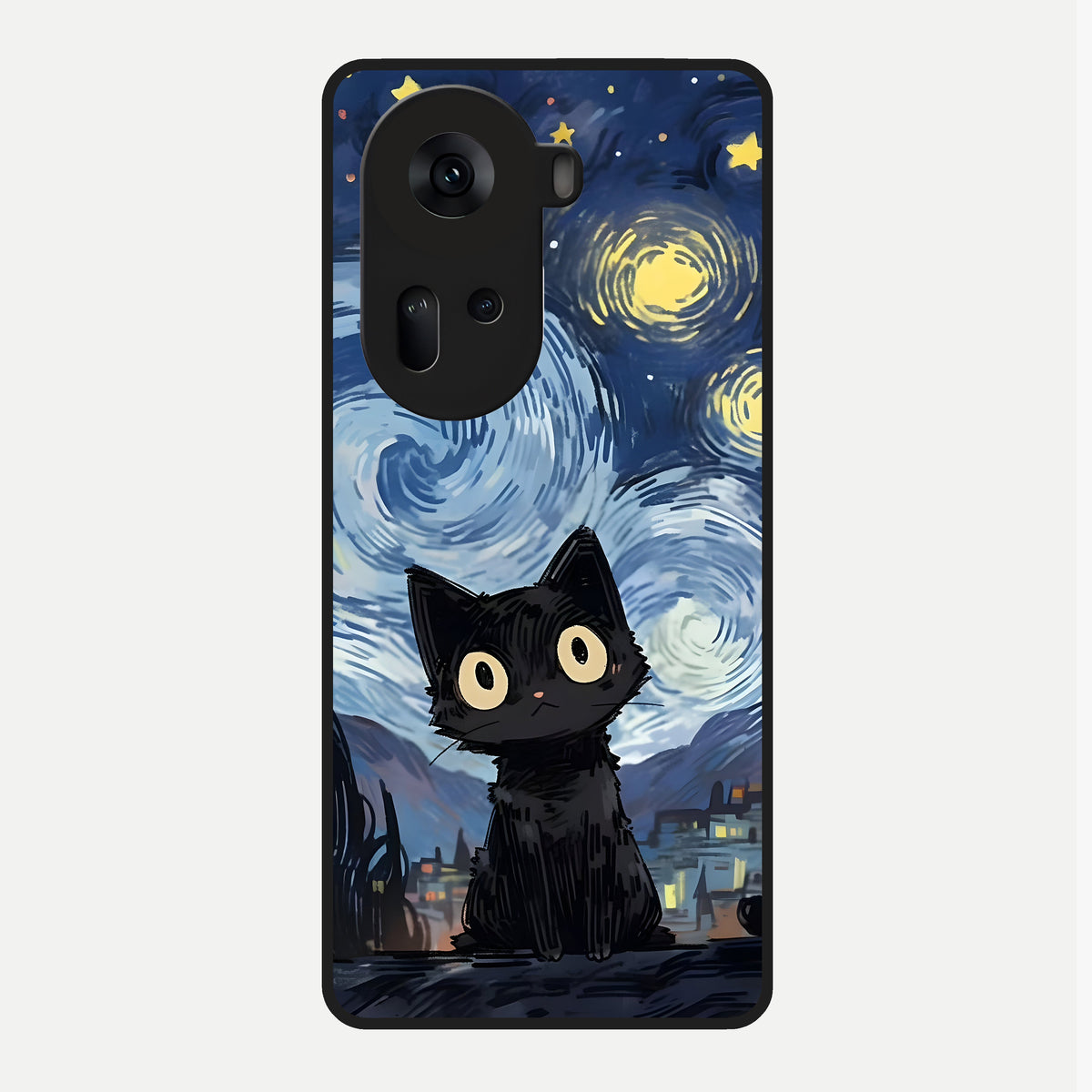  Van Gogh Cat Glass Case For Oppo Reno 11 5G back cover – full design glossy printed glass finish