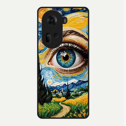 Van Gogh Eye Glass Case For Oppo Reno 11 5G back cover – full design glossy printed glass finish