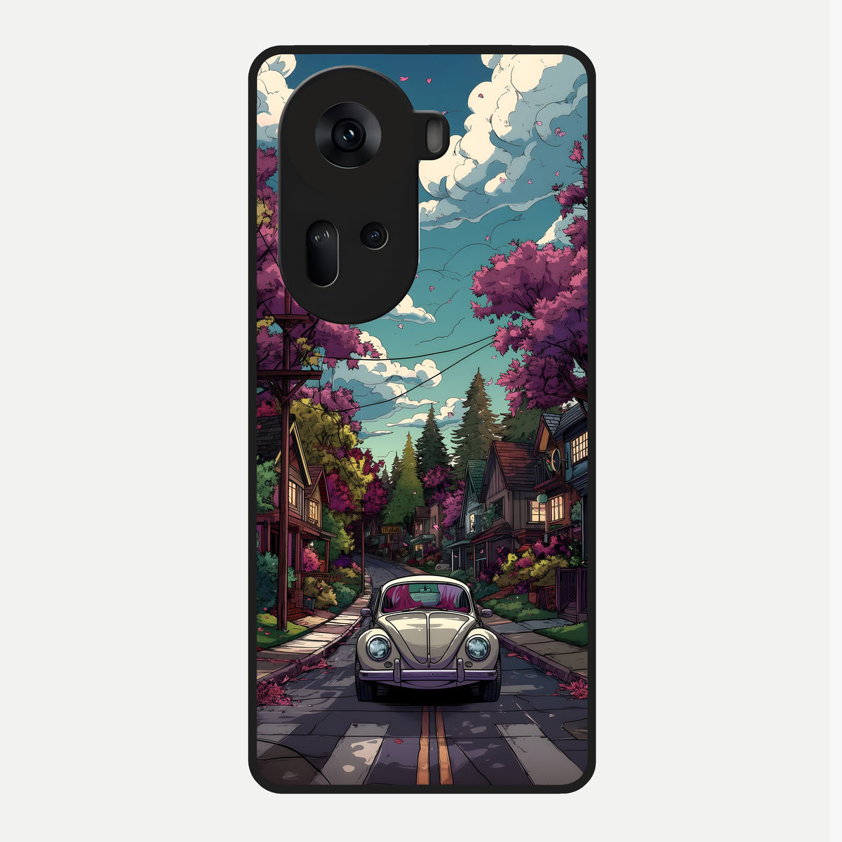  Vintage Street Drive Glass Case For Oppo Reno 11 5G back cover – full design glossy printed glass finish