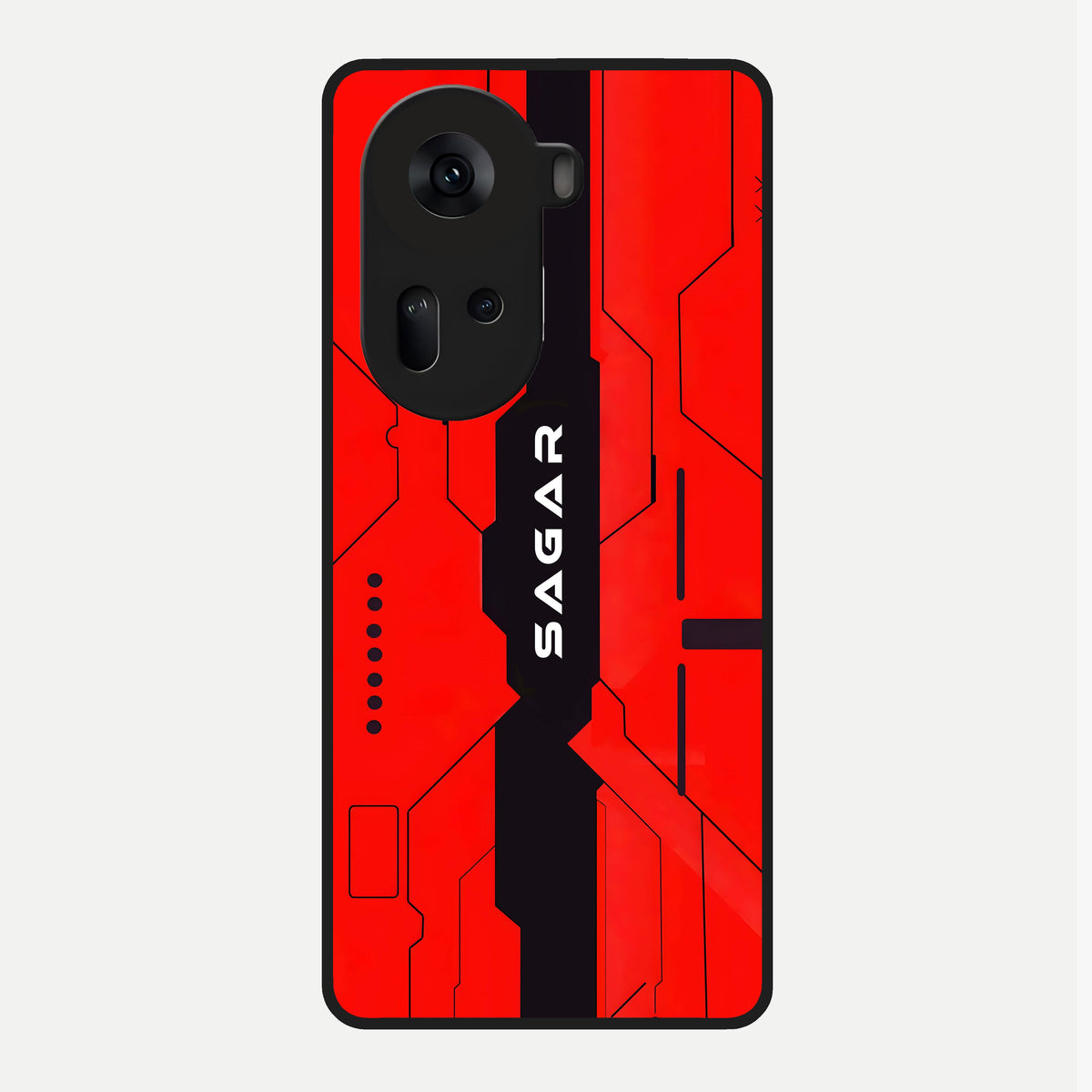  Voltage Rise CYBERPUNK Custom Name Glass Case For Oppo Reno 11 5G back cover – personalized glossy printed glass finish
