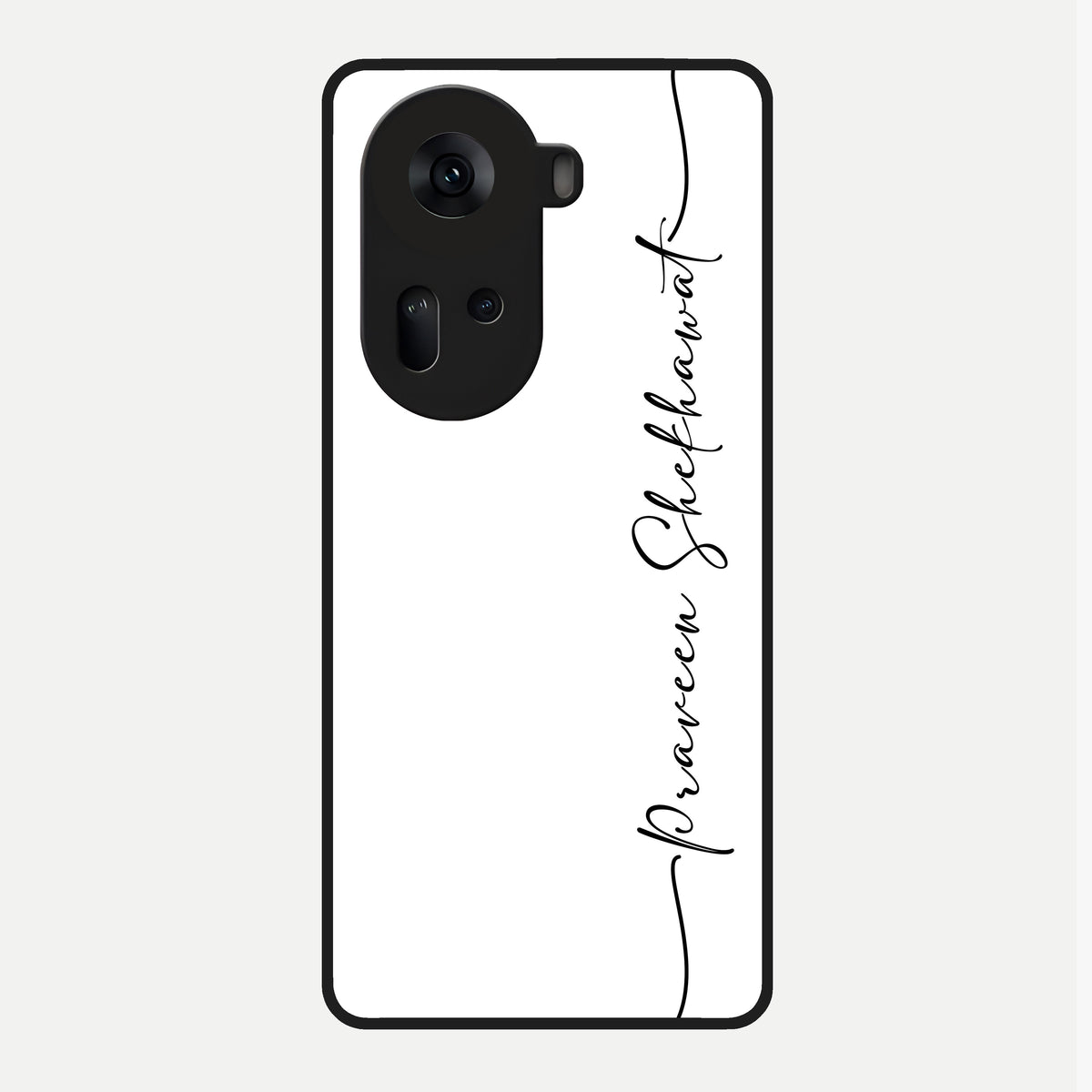  White Tune Custom Name Glass Case For Oppo Reno 11 5G back cover – personalized glossy printed glass finish