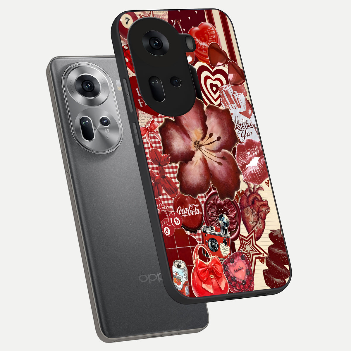  Aesthetic Little Freak phone case For Oppo Reno 11 5G showing premium glass back cover with detailed artwork