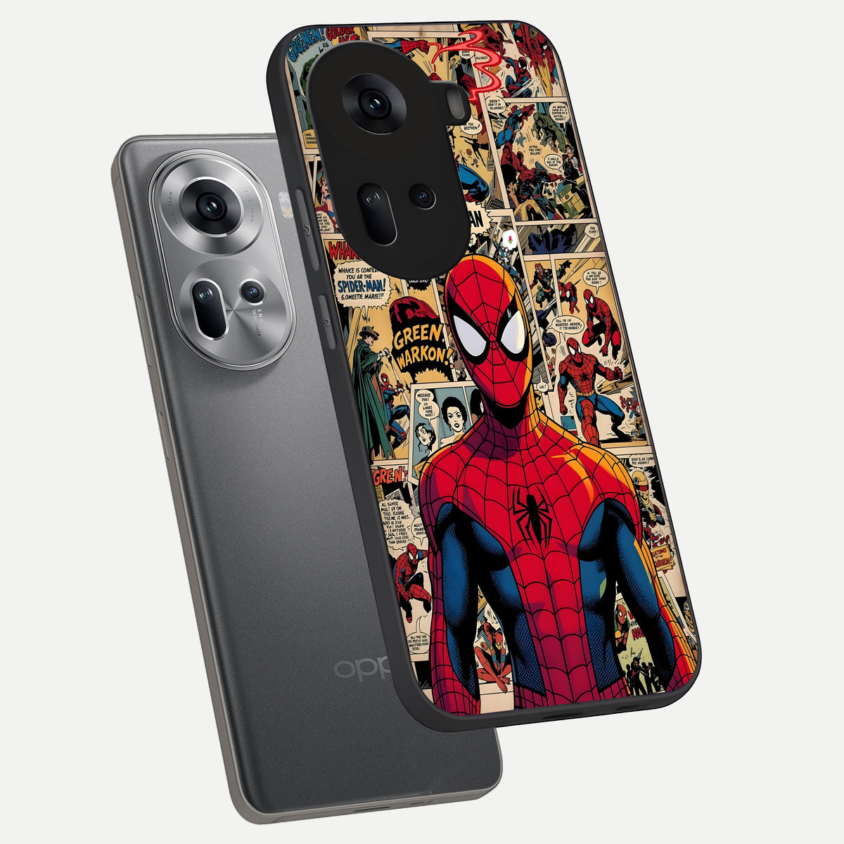  Aesthetic Spider phone case For Oppo Reno 11 5G showing premium glass back cover with detailed artwork