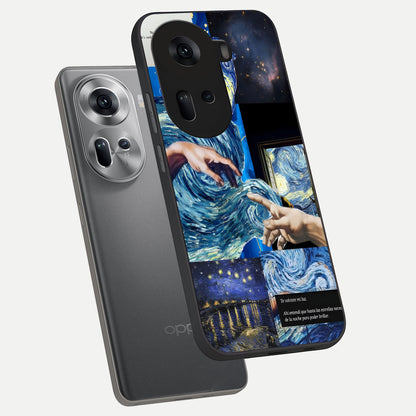  Aesthetic Vando Hands phone case For Oppo Reno 11 5G showing premium glass back cover with detailed artwork