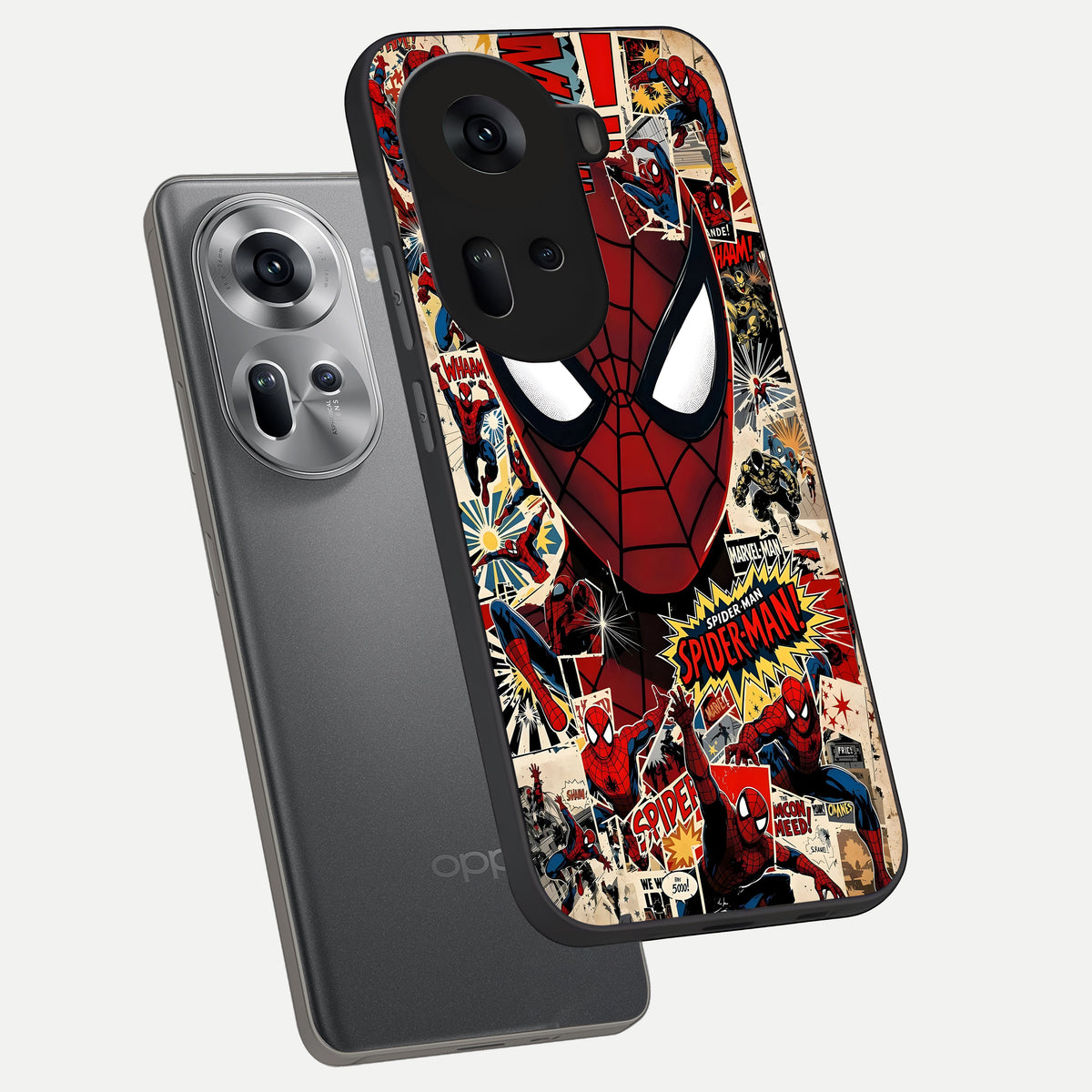  Aesthetic Wonder Spider phone case For Oppo Reno 11 5G showing premium glass back cover with detailed artwork